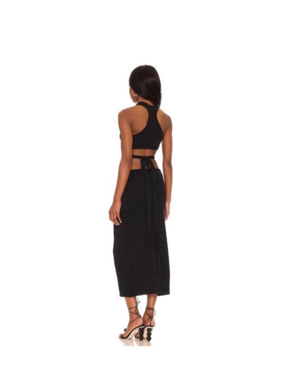 NWT Cult Gaia Aziza Knit Cutout Halter Maxi Dress Black L - Picture 3 of 16